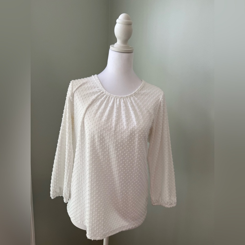 J. Crew White Textured Blouse
